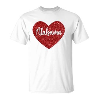 I Love Alabama Red Heart T-Shirt | Mazezy