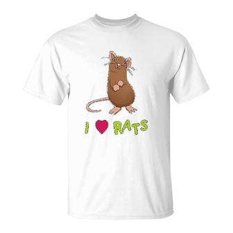 I Love Rats Funny T-Shirt | Mazezy