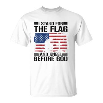 I Stand For The Flag And Kneel Before God Raglan Baseball Tee T-Shirt | Mazezy CA