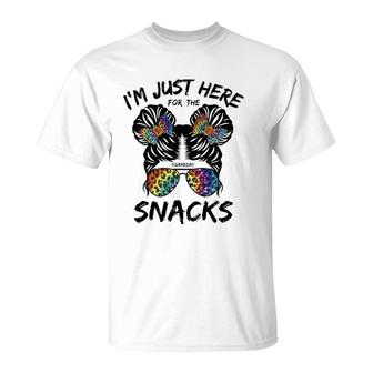 I'm Just Here For The Snacks Funny Rainbow Football Women T-Shirt | Mazezy