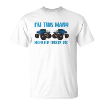 I'm This Many Monster Trucks Old Toddler 2 Years 2Nd Birthday T-Shirt | Mazezy UK