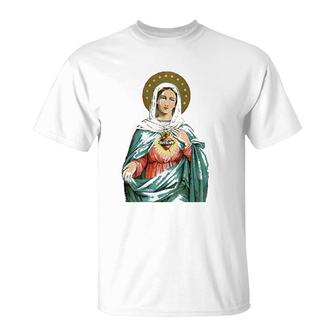 Immaculate Heart Of Mary Our Blessed Mother Catholic Vintage T-Shirt | Mazezy