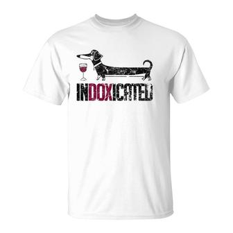 Indoxicated Dachshund Dog Lover Drinking T-Shirt | Mazezy