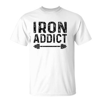 Iron Addict - Gym Vintage Funny Lifting T-Shirt | Mazezy