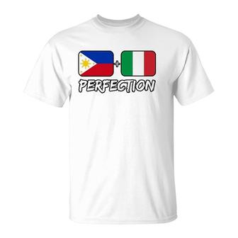 Italian And Filipino Perfection Mix Dna Flag Heritage T-Shirt | Mazezy