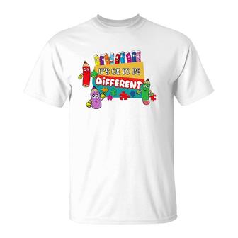It's Ok To Be Different Autism Awareness Happy Crayons T-Shirt | Mazezy DE