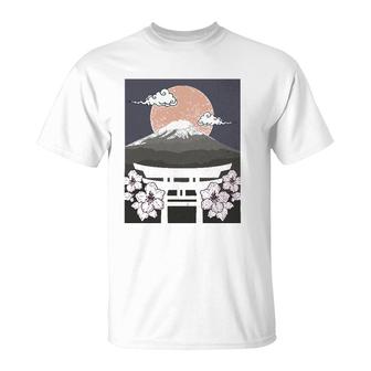 Japan Cherry Blossom Woodblock Japanese Art T-Shirt | Mazezy