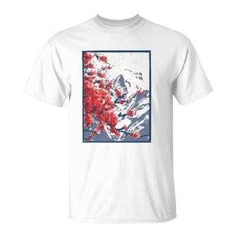 Japanese Cherry Blossom Japanese Art Print T-Shirt | Mazezy