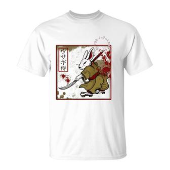 Japanese Samurai Bushido Rabbit Warrior Vintage Old Stamp T-Shirt | Mazezy