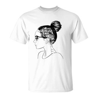 Just A Girl Who Loves Books Ladies Bun Glasses Women Gift T-Shirt | Mazezy