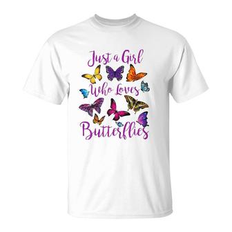 Just A Girl Who Loves Butterflies T-Shirt | Mazezy