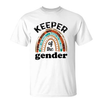 Keeper Of The Gender Rainbow Gender Reveal Baby Shower T-Shirt | Mazezy