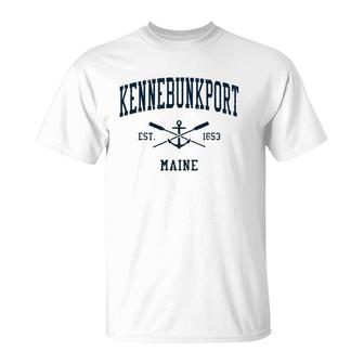 Kennebunkport Me Vintage Navy Crossed Oars & Boat Anchor T-Shirt | Mazezy