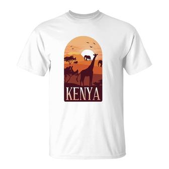Kenya Africa Giraffe Elephant Lion African Animals Gift T-Shirt | Mazezy