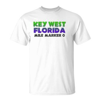Key West Florida Mile Marker Zero 0 Souvenir T-Shirt | Mazezy