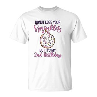 Kids 2Nd Donut Birthday Party Unicorn Two Years Old Sweet Girl T-Shirt | Mazezy