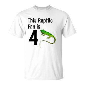 Kids 4 Years Old Lizard Reptile Birthday Party 4Th Birthday T-Shirt | Mazezy