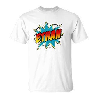 Kids Boys Ethan Comic Book Superhero Name T-Shirt | Mazezy