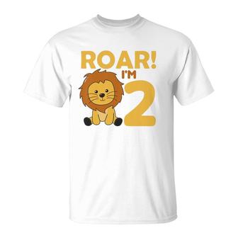 Kids Children 2Nd Birthday Lion 2 Years Old Boy Lion Animal King T-Shirt | Mazezy