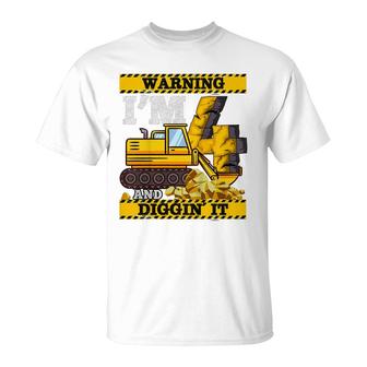 Kids Construction Truck 4Th Birthday Boy Excavator 4 Digger T-Shirt - Seseable