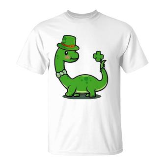 Kid's Dinosaur Shamrock St Patrick's Day For Kids Boys Girls T-Shirt | Mazezy