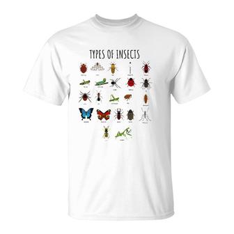 Kids Types Of Insects Bug Identification Science Tee T-Shirt | Mazezy DE