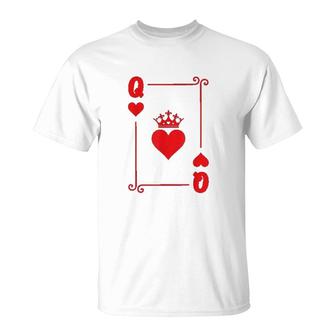 King Queen Couple Costume Queen Of Hearts T-Shirt - Seseable