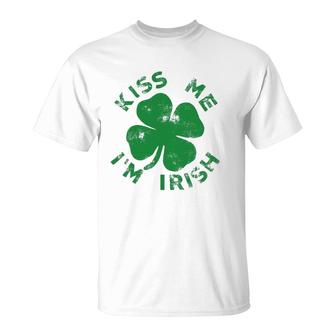 Kiss Me I'm Irish Funny Saint Patrick Day Womens T-Shirt | Mazezy