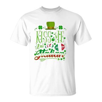 Kiss Me I'm Italian St Patrick's Day Italian T-Shirt | Mazezy
