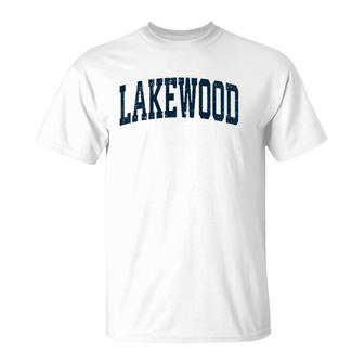 Lakewood Washington Wa Vintage Athletic Sports Navy Design T-Shirt | Mazezy