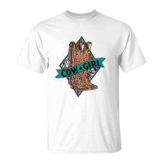 Leopard Cowgirl Boots Western Country Cowboy Rodeo Dad T-Shirt | Mazezy