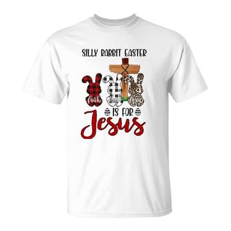 Leopard Red Plaid Silly Rabbit Easter Is For Jesus T-Shirt | Mazezy