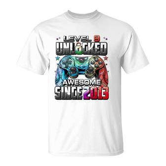 Level 9 Unlocked Awesome Since 2013 9Th Birthday Gaming T-Shirt | Mazezy