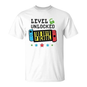 Level Unlocked 100 Days Of School Gamer Graphic Art Design T-Shirt | Mazezy