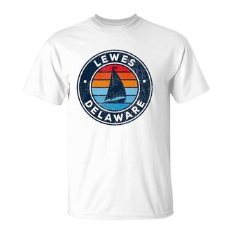 Lewes Delaware De Vintage Sailboat Retro 70'S T-Shirt | Mazezy