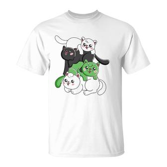 Lgbt Demiromantic Pride Flag Lgbtq Community Kawaii Cat Pile T-Shirt | Mazezy