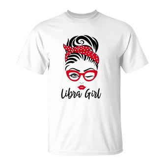 Libra Girl Wink Eye Woman Face Wink Eyes Lady Birthday T-Shirt | Mazezy