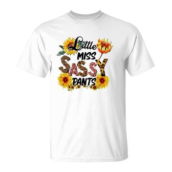 Little Miss Sassy Pants Cowhide Sunflower Leopard Western T-Shirt | Mazezy