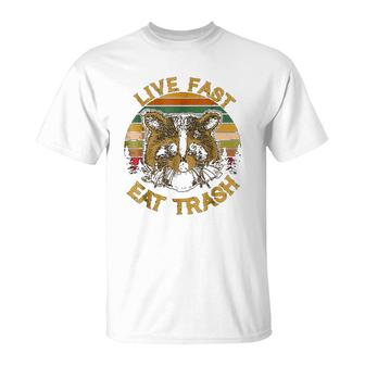 Live Fast Eat Trash Raccoon T-shirt - Thegiftio UK