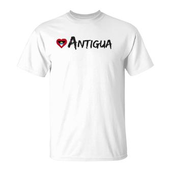 Love Antigua Heart Country Flag Souvenir Gift T-Shirt | Mazezy