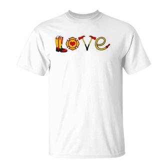 Love Firefighter Fireman Fire Rescue Firetruck Gift T-Shirt | Mazezy