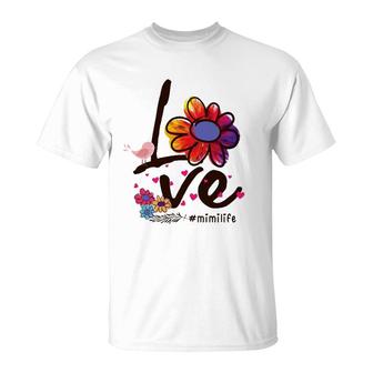 Love Mimi Life Daisy Flower Cute Mother's Day Gift Grandma T-Shirt | Mazezy