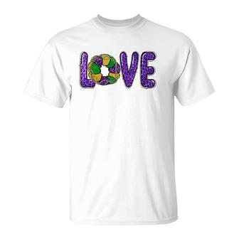 Love Peace Mardi Gras King Cake Woman Kids Girls Boys Man T-Shirt | Mazezy
