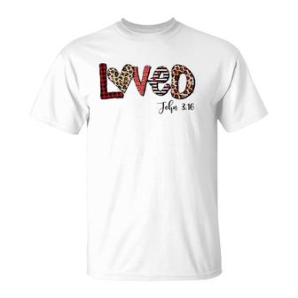 Loved Jesus Christian Valentine's Day Buffalo Plaid Leopard T-Shirt | Mazezy