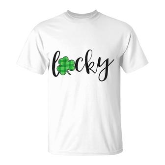 Lucky Shamrock St Patricks Day Plaid Clover T-Shirt - Thegiftio