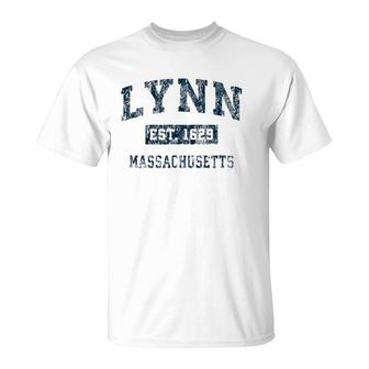 Lynn Massachusetts Ma Vintage Sports Design Navy Print T-Shirt | Mazezy