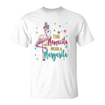 This Mamacita Needs A Margarita Flamingo Drinking Tee T-shirt - Thegiftio UK