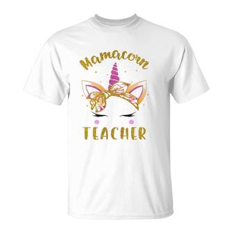 Mamacorn Teacher Mama Mom Unicorn Face Bandana For Mother's Day Ver1 Ver2 T-Shirt | Mazezy