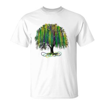 Mardi Gras Tree Beads New Orleans 2022 Watercolor Vintage Raglan Baseball Tee T-Shirt | Mazezy