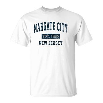 Margate City New Jersey Nj Vintage Sports Design Navy Print T-Shirt | Mazezy